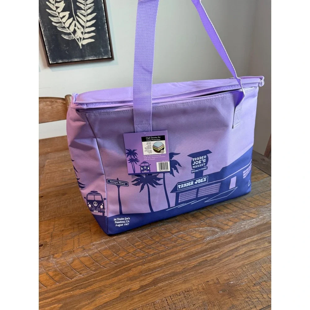 NWT Trader Joes Large Reusable Insulated Bag Lavender Purple 8 Gallon Pasadena